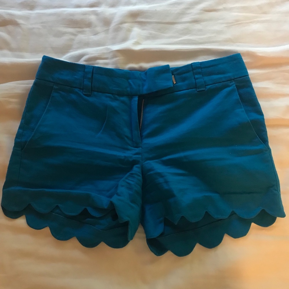 J. Crew Blue Scallop Hem Shorts